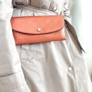 Authentic GUCCI Guccissima Leather Long Trifold Wallet Purse WOC
